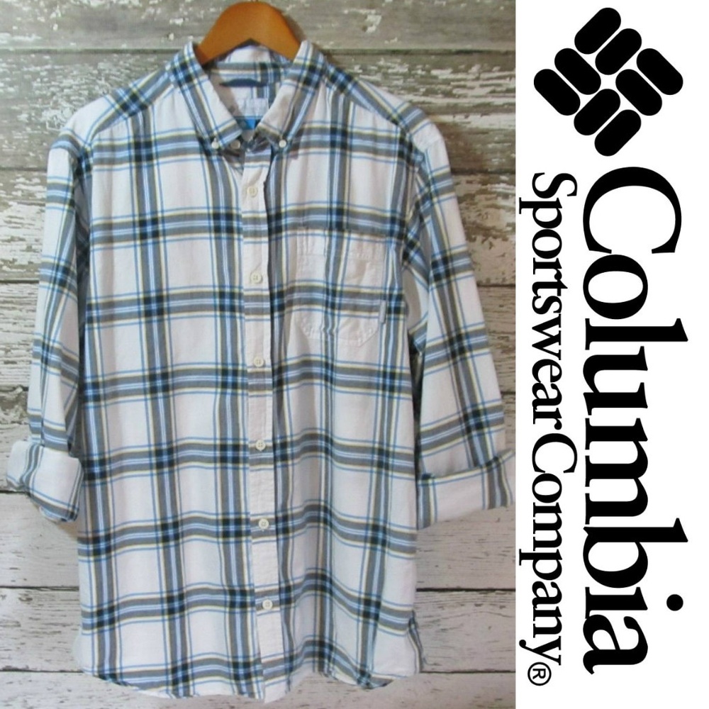 Columbia White Stripe Button Down Men's Shirt